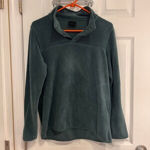 32 Degrees Heat Mens Small Teal Green Snap Neck Fleece Pullover Mock Neck